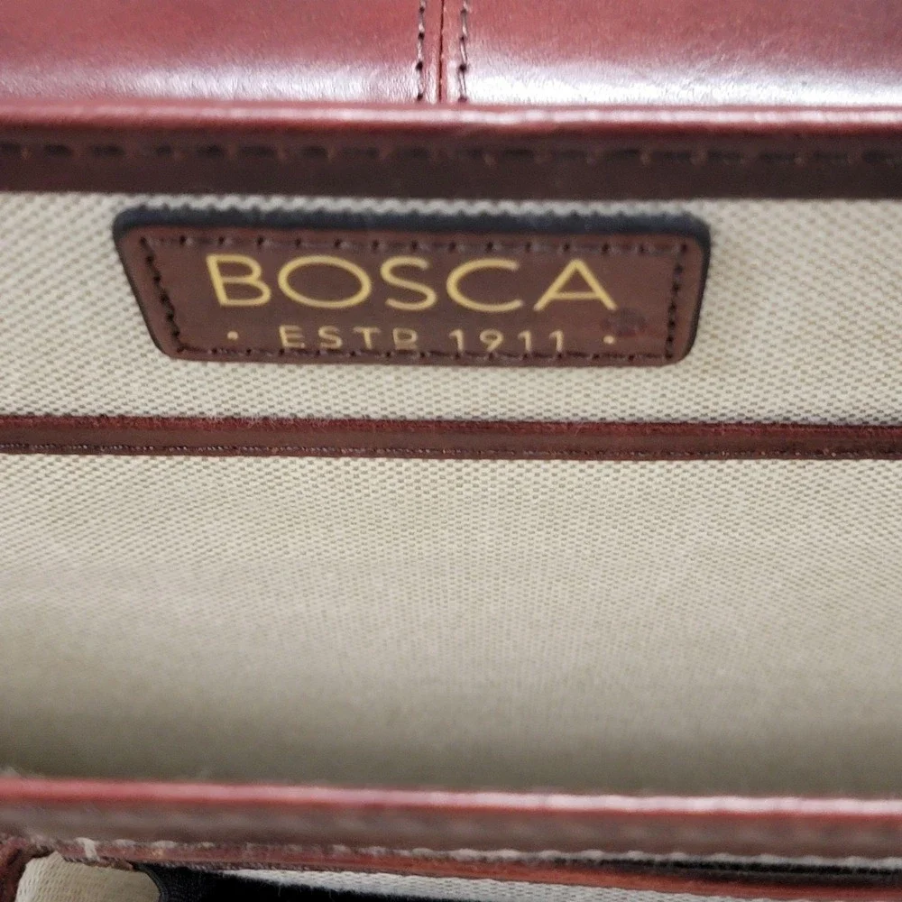 Bosca Old Leather Amber Double Gusset Briefcase Mens 16